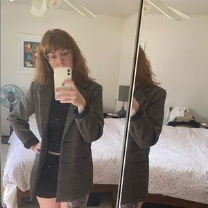 Glen check plaid oversized blazer